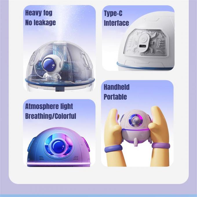 Cute Design Space Capsule Humidifier USB Wielokrotnie ładowalny Mini Przenośny Ultrasonic Air Humidifier Z Led Light 1