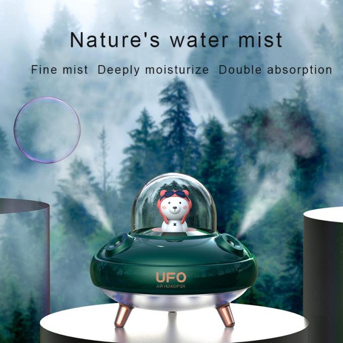 400ml Cute Design UFO Wodnicz do podwójnego rozpylania Woniczanie Ciche Wonicznik USB z kolorowym światłem nocnym 0