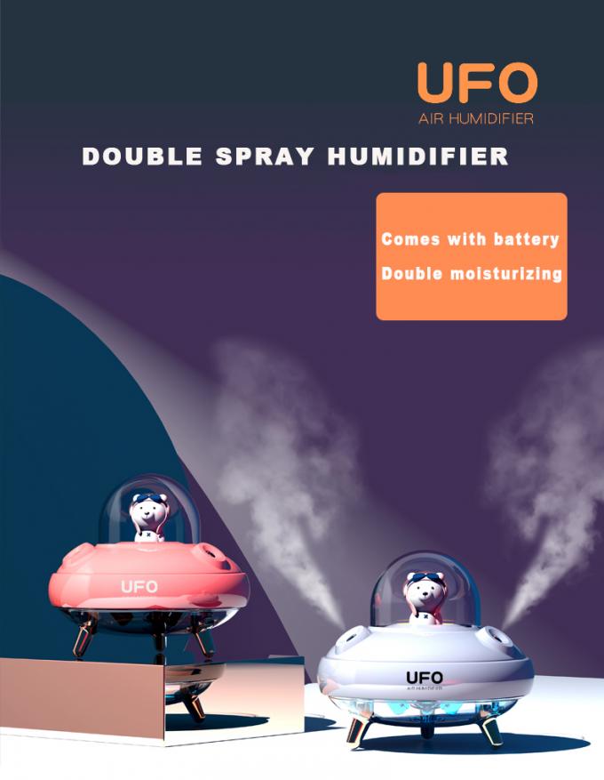 400ml Cute Design UFO Wodnicz do podwójnego rozpylania Woniczanie Ciche Wonicznik USB z kolorowym światłem nocnym 3