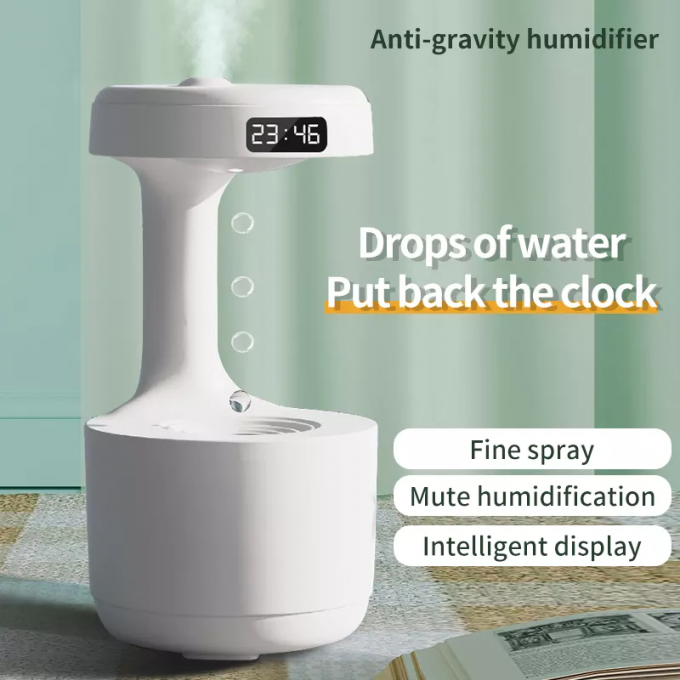 Homefish OEM Wodny kropelkowy przenośny 800 ml nawilżacz antygrawitacyjny Digital Clock Ultrasonic Anti-Gravity Wilżacz 0