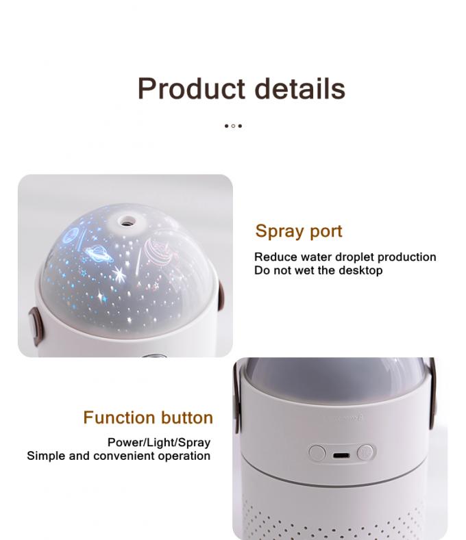 Galaxy Projection Light Air Humidifier 500ML Dwa tryby Inteligentny Wielokrotnie ładowany bezprzewodowy Ultrasonic Mist Maker 10