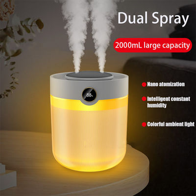 Duży wyświetlacz wilgotności 2L Dual Spray USB Silent Household Humidifier